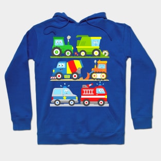 Tractor Harvester Concrete Truck Bulldozer Police Car Firetruck Hoodie